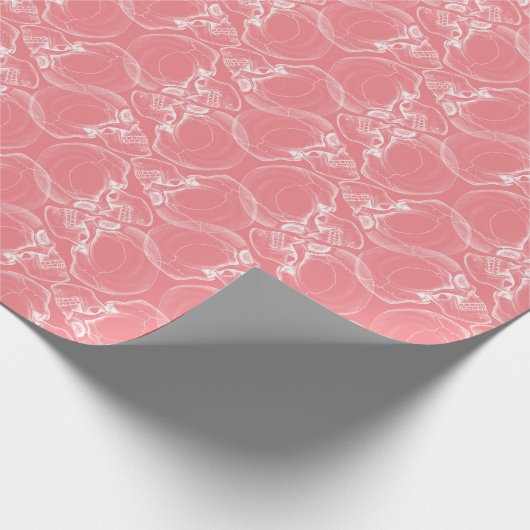Schedel op roze inpakpapier (Hoek)