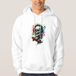 Schedel op Schaatsen met hoofdtelefoon – Music & C Hoodie