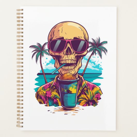 Schedel op vakantie � Chill Funny Beach Skelet Planner (Voorkant)