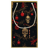 Schedel Ornamenten geschenktas (goud) Klein Cadeauzakje (Achterkant)