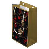 Schedel Ornamenten geschenktas (goud) Klein Cadeauzakje (Voorkant Gekanteld)