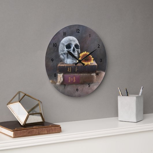  schedel Oude Boeken Geel Zonnebloem Gothic Grote Klok (Kantoor)