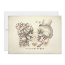 Schedel Paar Dag van de Dode Bruiloft Uitnodiginge