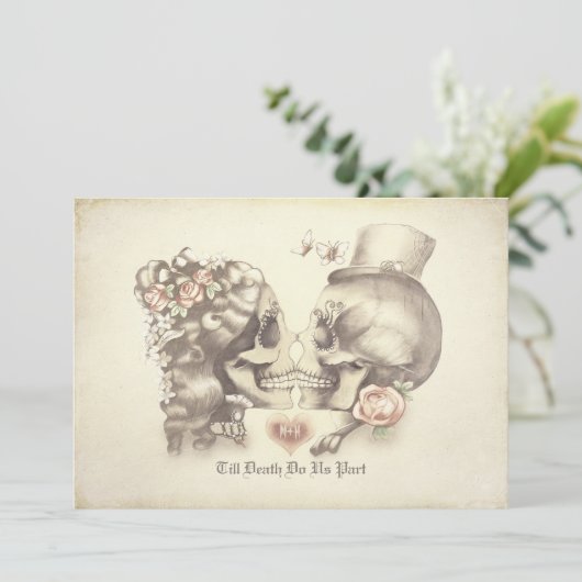 Schedel Paar Dag van de Dode Koppels Douche Kaart (Staand voorkant)