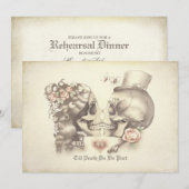 Schedel Paar Dag van de Dode repetitie Diner Kaart (Voorkant / Achterkant)