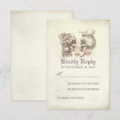 Schedel Paar Dode Dag Bruiloft RSVP Kaarten Kaartje (Voorkant / Achterkant)