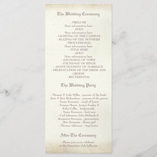 Schedel Paar Dodelijk Bruiloft Programma's (Achterkant)