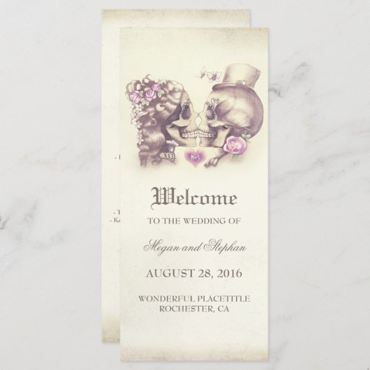 Schedel Paar Dodelijk Bruiloft Programma's (Voorkant / Achterkant)