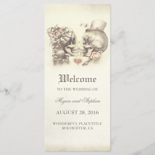Schedel Paar Dodelijk Bruiloft Programma's (Voorkant)