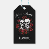 Schedel paar gothic met rozen aangepaste naam cadeaulabel (Voorkant)