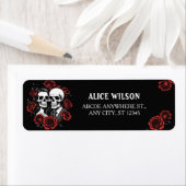 Schedel paar gothic met rozen aangepaste naam etiket (Insitu)