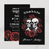 Schedel paar gotisch met rozen trouw save the date (Voorkant / Achterkant)