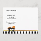 Schedel paar Halloween bruiloft Save the Date Aankondigingskaart (Achterkant)
