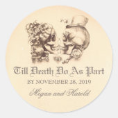 Schedel paar oude bruiloft stickers (Voorkant)