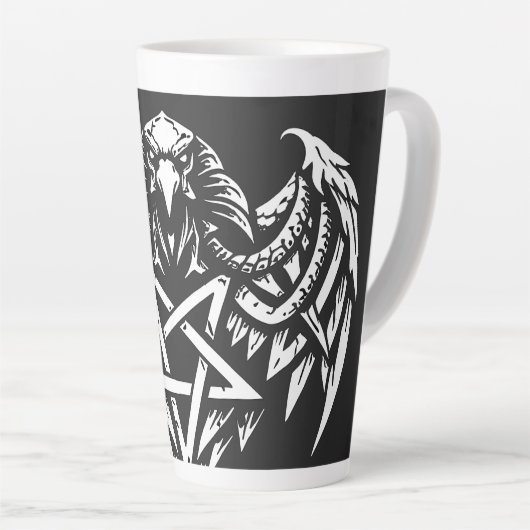 Schedel Pentagram Tribal van BurnsInhell Latte Mok (Rechterhoek)