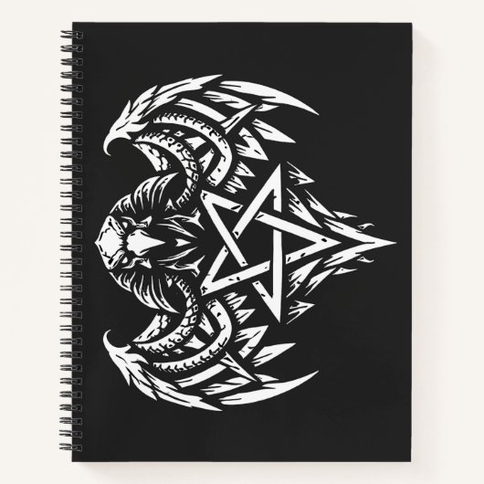 Schedel Pentagram Tribal van BurnsInhell Notitieboek (Voorkant)
