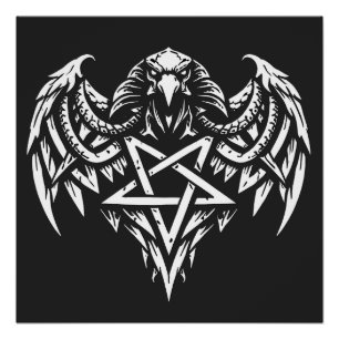 Schedel Pentagram Tribal van BurnsInhell Perfect Poster