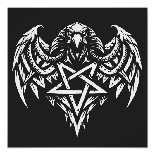 Schedel Pentagram Tribal van BurnsInhell Perfect Poster (Voorkant)