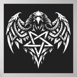 Schedel Pentagram Tribal van BurnsInhell Poster