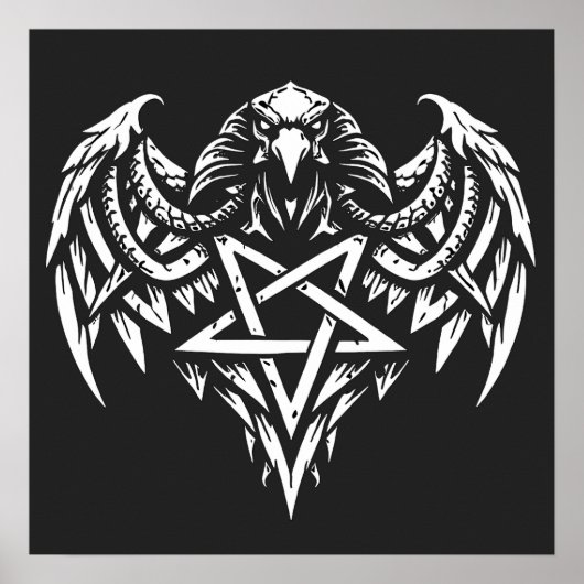 Schedel Pentagram Tribal van BurnsInhell Poster (Voorkant)