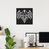 Schedel Pentagram Tribal van BurnsInhell Poster (Thuiskantoor)