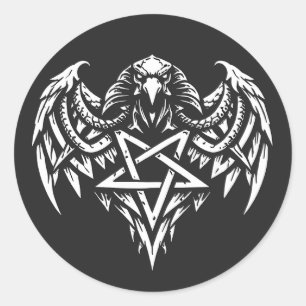 Schedel Pentagram Tribal van BurnsInhell Ronde Sticker