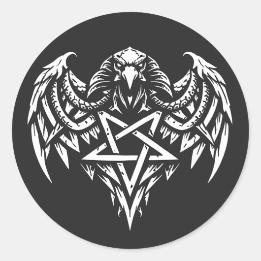 Schedel Pentagram Tribal van BurnsInhell Ronde Sticker (Voorkant)
