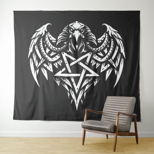 Schedel Pentagram Tribal van BurnsInhell Wandkleed (In Situ (horizontaal))