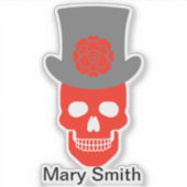 Schedel, Pet en bloem Sticker (Voorkant)