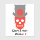 Schedel, Pet en bloem Sticker (Vel)