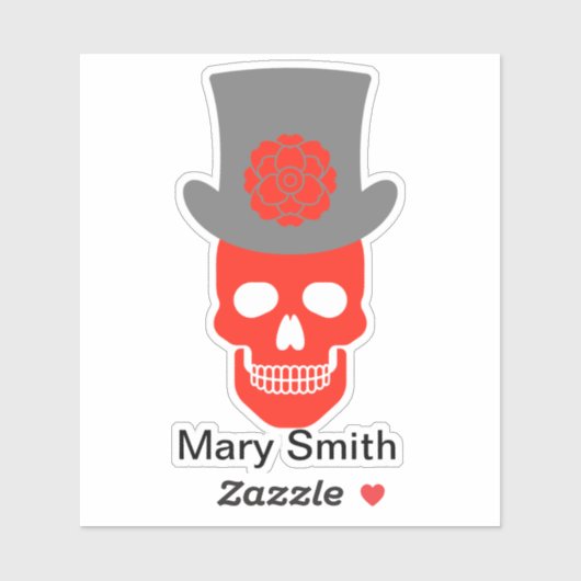 Schedel, Pet en bloem Sticker (Vel)