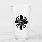 Schedel Piloot & Propeller, Coole Luchtvaart Glas (Voorkant)