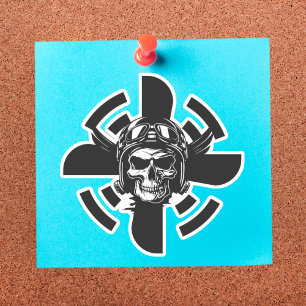 Schedel Piloot & Vliegtuig Propeller, Minimalistis Sticker