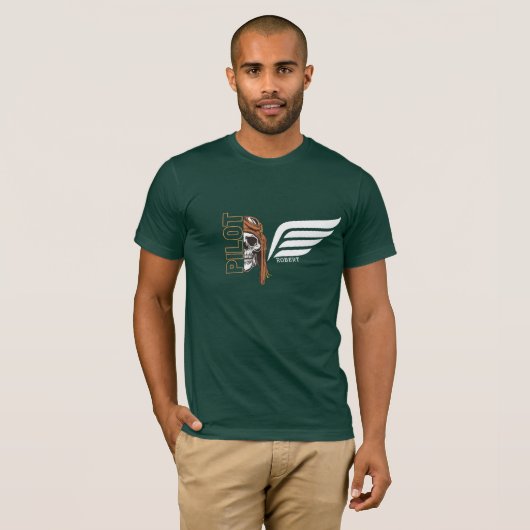 Schedel Pilot & Wings, Luchtvaart, Gepersonaliseer T-shirt (Voorkant volledig)