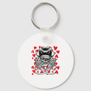 Schedel Piraat Harten Valentijnsdag Schattig Jolly Sleutelhanger