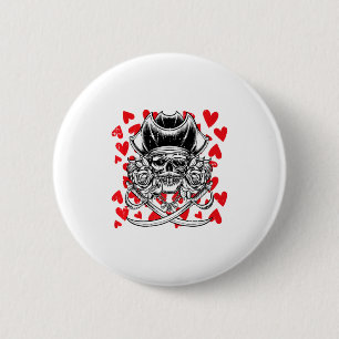 Schedel Piraat Harten Valentijnsdag Schattige Joll Ronde Button 5,7 Cm