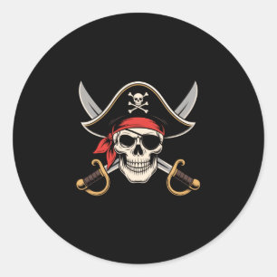Schedel piraten jolly roger vlag halloween grappig ronde sticker