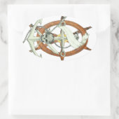 Schedel Piratenschip Anker Ovale Sticker (Tas)