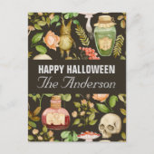 Schedel Plant Paddenstoelbloem Abstract Halloween Feestdagenkaart (Voorkant)