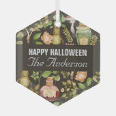 Schedel Plant Paddenstoelbloem Abstract Halloween Glas Ornament (Voorkant)