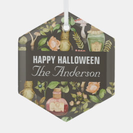 Schedel Plant Paddenstoelbloem Abstract Halloween Glas Ornament