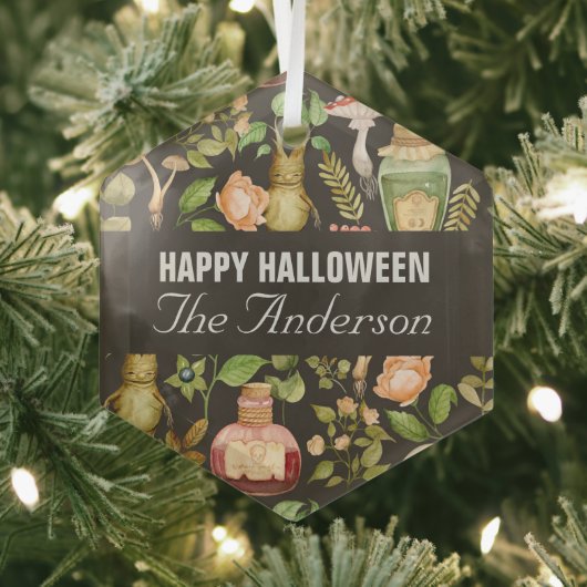 Schedel Plant Paddenstoelbloem Abstract Halloween Glas Ornament (Insitu)
