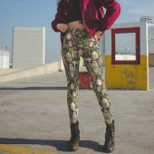 Schedel Plant Paddenstoelbloem Abstract Halloween Leggings