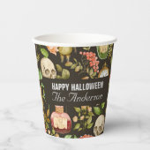 Schedel Plant Paddenstoelbloem Abstract Halloween Papieren Bekers (Voorkant)