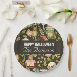 Schedel Plant Paddenstoelbloem Abstract Halloween Papieren Bordje