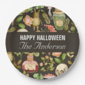 Schedel Plant Paddenstoelbloem Abstract Halloween Papieren Bordje (Voorkant)