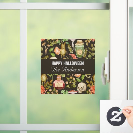 Schedel Plant Paddenstoelbloem Abstract Halloween Raamsticker (Huis)