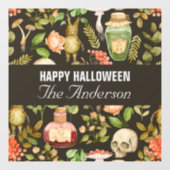 Schedel Plant Paddenstoelbloem Abstract Halloween Raamsticker (Vel)