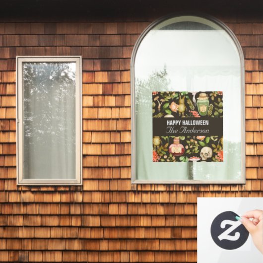 Schedel Plant Paddenstoelbloem Abstract Halloween Raamsticker (Huis Raam)