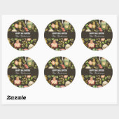 Schedel Plant Paddenstoelbloem Abstract Halloween Ronde Sticker (Vel)